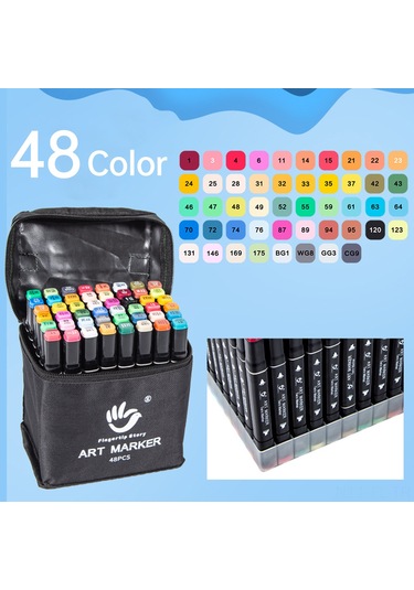 Lemestar Renkli Sanat Dünyası: 48, 80 Veya 168 Renk Seçenekli Çift Uçlu Alkollü Kalem Seti, Taşıma Çantası Ve Stand Dahil