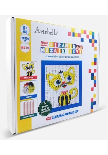 19 I Çocuk Ahşap Çerçeveli Seramik Mozaik Set 20x20 Cm
