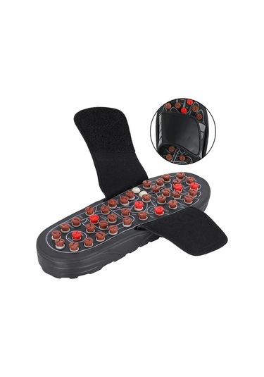 Lichen Refleksoloji Ayak Masajı, Masaj Terliği Sandalet, Siyah