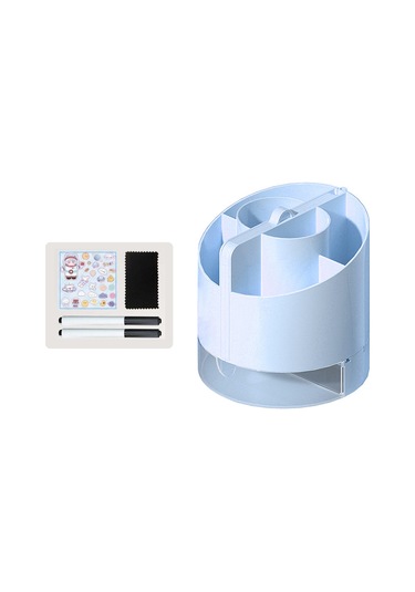 Tenfowee 6 Bölmeli Masa Kalemlik - Dahili Ayna, Yazı Tahtası Ve Hesaplama Makinesi İle Ofis/okul Organizatörü Mavi