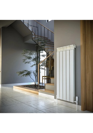 Lojimax Alüminyum Dekoratif Radyatör Besto 1800x400mm 5 Dilim Dokulu Beyaz 823 W Yüksek Isıl Güç