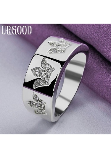 925 Ayar Gümüş Taç Aaa Zirkon Yüzük Hediye Moda Takı