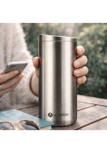 Les Artistes Paris Isı Yalıtımlı Çelik Termos Mug 500ml Metal Gri