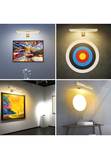 Youtek Magneetik Duvar Aydını, Dokunmatik Ve Uzaktan Kumandalı, 3 Renk Tonu 2600k-6000k , Sürekli Parlaklık Ayarı, Hafıza Fonksiyonu, Zamanlayıcı, 4500mah Pil, Altın Siyah