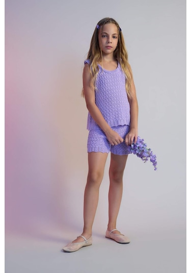 Defacto Kız Çocuk Ajurlu Şort D2711A824HSPR139 Mor