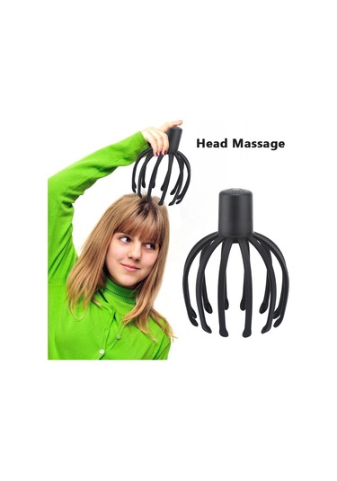 Butu Elektrikli Saç Derisi Masaj Aleti Çok Pençeli Titreşimli Stres Giderici Uyarıcı Saç Kaşıyıcı Siyah