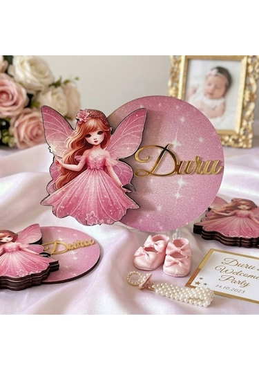 Peri Kızı 6.5cm Ahşap Mıknatıslı İsme Özel Bebek Magnet 20 Adet