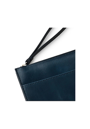 Beverly Kadın Lacivert Deri Cepli Fermuarlı Rfid Korumalı Portföy Çanta Lacıvert