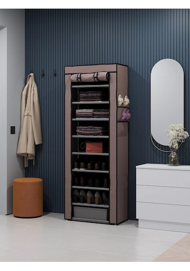 2s.k Kumaş Kılıfı Olan Ayakkabı Saklama Dolabı 220737655 Kahverengi