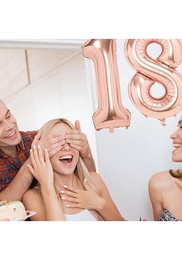 Shineyee 18 Yaş Partisi Dekorasyon Seti - Gümüş Pembe Taç, Balon, Kemer Ve Pin İle Kadınlar İçin Özel Kutlama Malzemeleri Standart