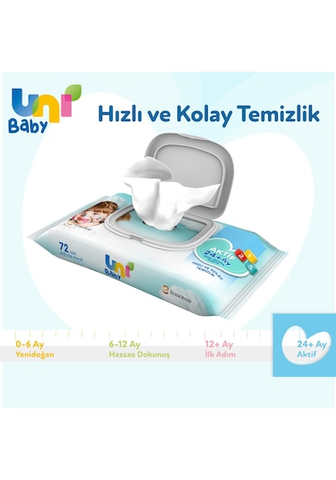 Uni Baby Aktif Bebek Islak Havlu Mendil 24 X 72'Li