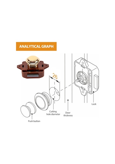 Nayomiglow Adet Anahtarsız Basmalı Düğmeli Kapı Tokmağı Kilidi Rv Karavan Kabin Tekne Motor Ev Dolabı, Kahverengi Altın