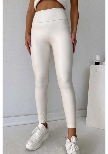 Gülsüm Aydın Kadın Yüksek Bel Içi Şardonlu Fırsat Ürün Toparlayıcı Tayt Beyaz