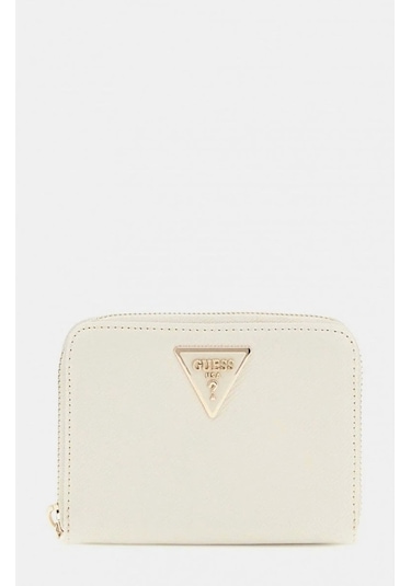 Guess Kadın Gri Laurel Saffiano Mini Cüzdan Ekru