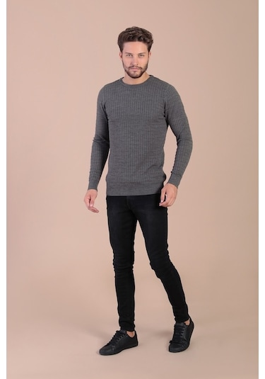 Ferraro Bisiklet Yaka Superfine Yün Kazak - Antrasit Antrasit (490433313) Antrasit