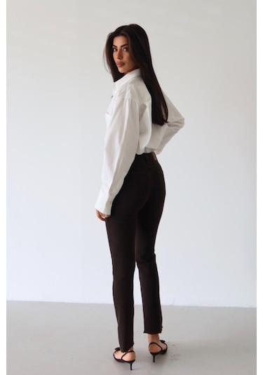 Lacarino 7413 Mia Kadın Jean Pantolon Dark Kahve