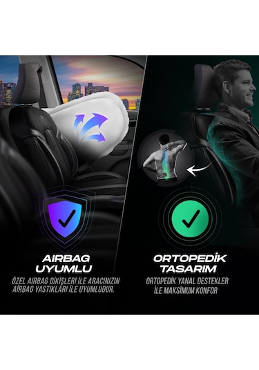 Panda Lizbon Serisi Alakantra Kumaş Oto Koltuk Kılıfı - Tam Set