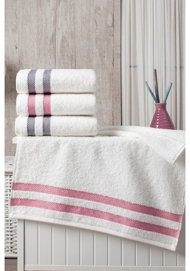 Krem Renk 4'lü El Ve Yüz Havlusu-50X90Cm Krem