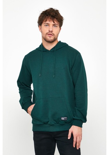 Comeor Erkek Koyu Yeşil Basic Kapüşonlu Regular Fit Normal Kesim 2 İplik Kumaş Günlük Sweatshirt Koyu Yeşil Comeor Erkek Koyu Yeşil Basic Kapüşonlu Regular Fit Normal Kesim 2 İplik Kumaş Günlük Sweatshirt Koyu Yeşil