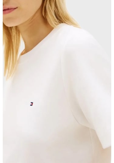 Tommy Hilfiger Bayan T Shirt Ww0ww49646 Ybl Beyaz Tommy Hilfiger Bayan T Shirt Ww0ww49646 Ybl Beyaz