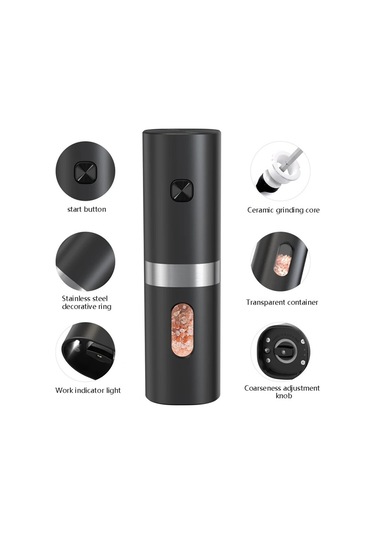 Jialan Şarj Edilebilir Tabanlı Tuz Ve Karabiber Değirmeni Seti Siyah