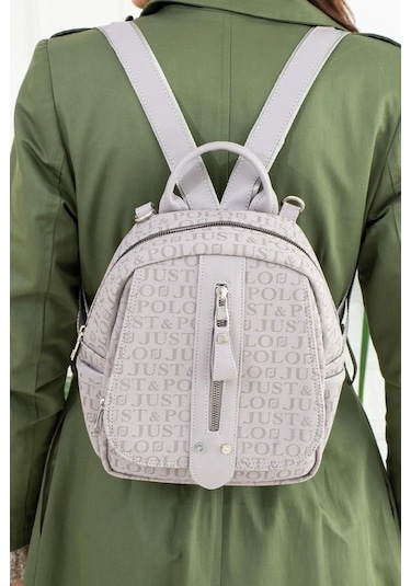 Kadın Orijinal Just Polo Orta Boy Sırt Çantası Shopper Gri