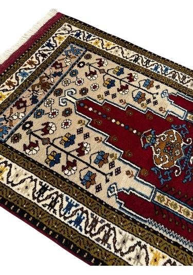 El Dokuma Sıfır Yahyalı Namazlık 80x130 Kök Boya Yün Seccade