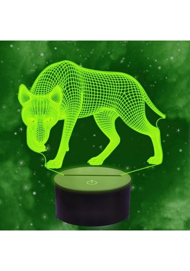 Goldenqian 3d Kurt Gece Lambası Led Lamba Illusion 7 Renk Değiştirme Dokunmatik Anahtarı Masa Masa Dekorasyon Lambaları Doğum Günü Hediyesi Akrilik Taban Usb Kablosu Oyuncak 0xh0ce Siyah