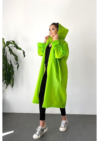 Marlux M21M Unisex Kapüşonlu Çıtçıtlı Eva Yağmurluk - Yeşil
