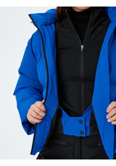 Koton Kapüşonlu Fermuarlı Su Geçirmez Kayak Montu Saks Mavisi 5wak00210ew Saks Mavi