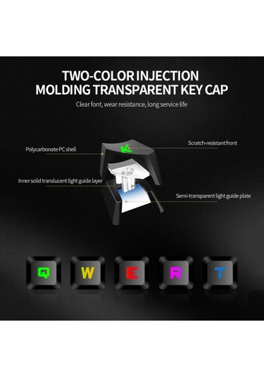 Gk-10 Usb Kablolu Klavye Oyun Klavyesi 87 Tuş Renkli Arka Aydınlatmalı Klavye Ergonomik Oyun Klavyesi Siyah