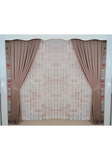 Bronz Renkfon Kadife Perde Çift Kanat 1/3 Sık Pileli Dikim V-08 Bronz