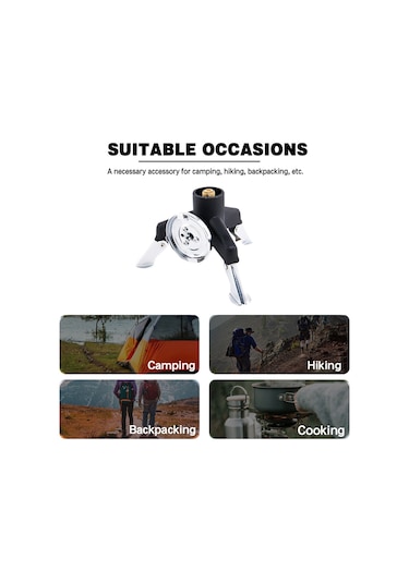 Neevoyu Kamp Stoku Folding Transfer Head: Çelik Tripod Ayaklı, İçinçevirici Bağlantı, Taşınabilir Kamp Stovu Aksesuarı Siyah Siyah