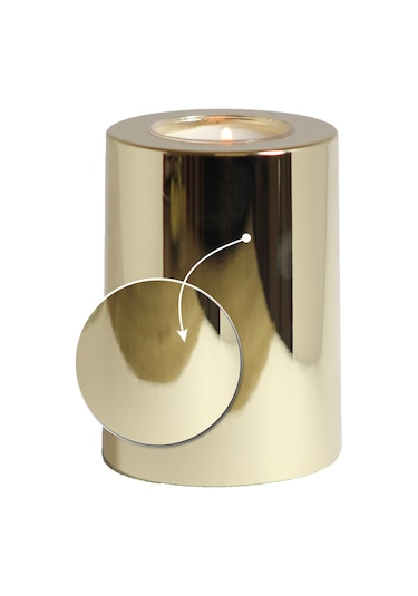 3 Lü Gold Krom Parlak Yüzey Mumluk Dekoratif Tealight Set Mum