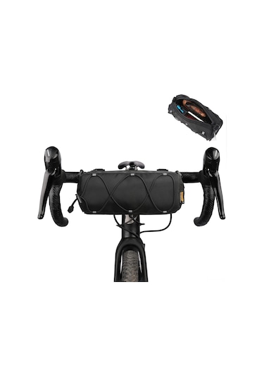 Moveevo Siyah 2.4l Bisiklet Ön Çantası, 160g Hafif, Poliester, Ayarlanabilir Askı, 24.5x10cm, Arabaya/bisiklete Uygun Siyah
