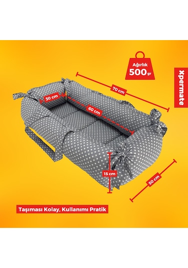 Xpermate Portbebe Ana Kucağı, Puset Bebek Taşıma Çantası Kundağı - XBEB5070PORTBEBPUAGRI