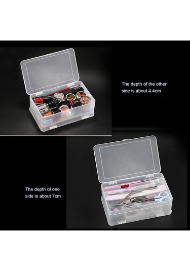Reedark Pp Malzeme Nagel Çalışma Kutusu, İki Katlı Şeffaf Kapaklı, Tüm Nagel Aletlerini Ve Kozmetikleri Güvenli Saklama Kutusu