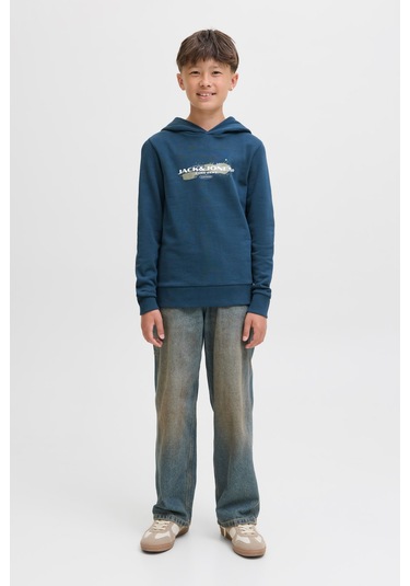 Jack & Jones Jcocondor Sweat Hood Fst Mavi Erkek Çocuk Sweatshirt 000000000102353035 Mavi