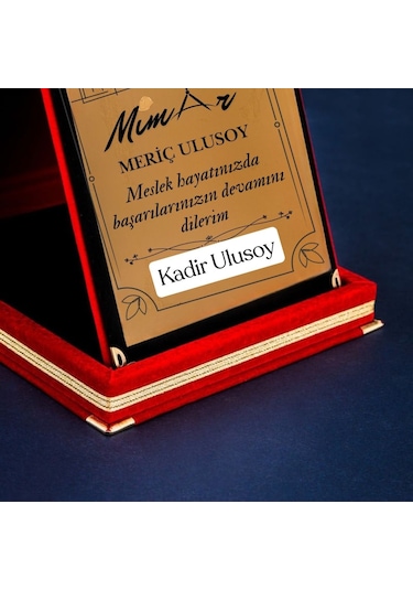 Mimar Temalı Kişiye Özel Plaket - Kadife Kutulu