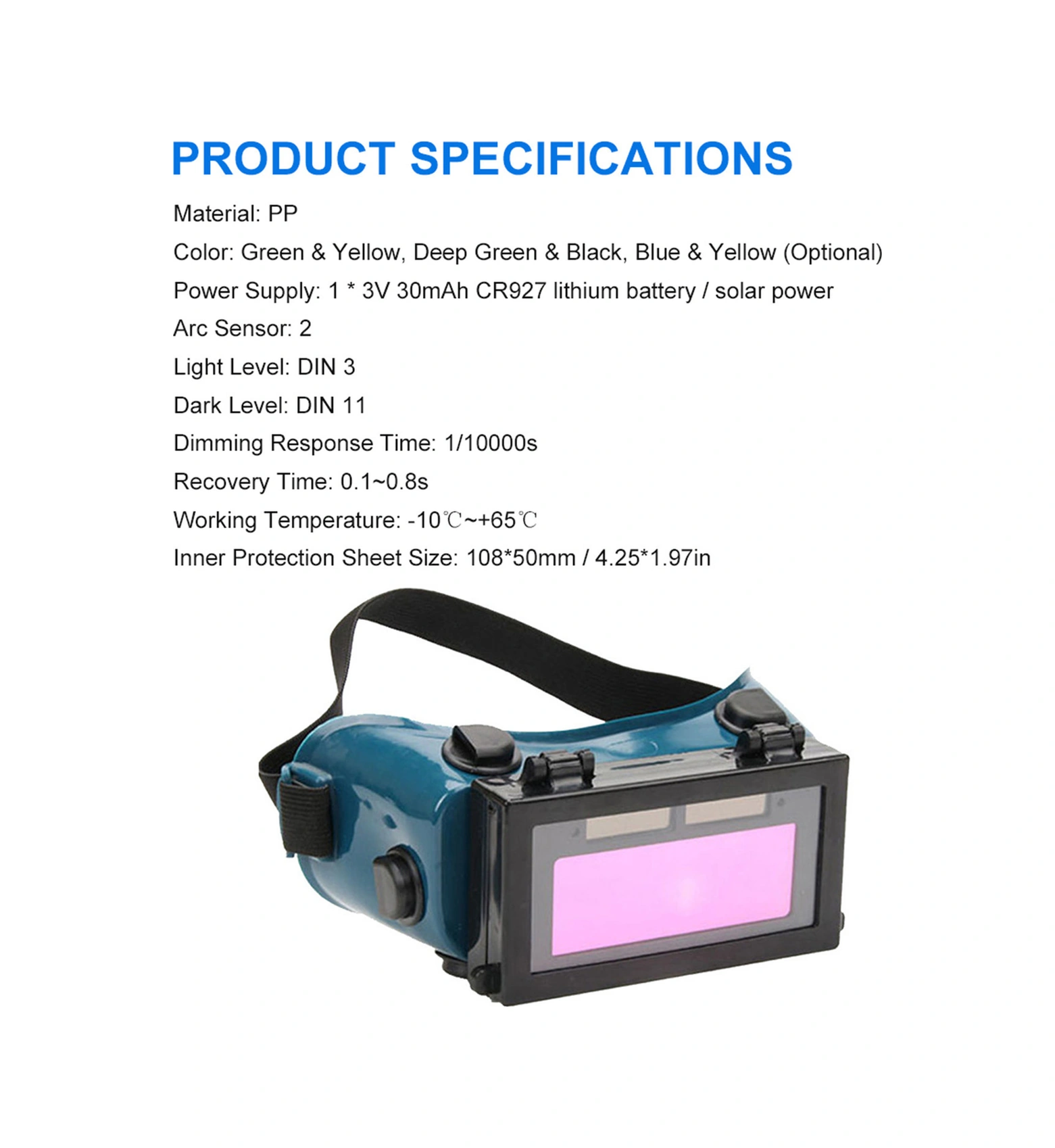 Yuntech01 Solar Ve Batarya Çift Besleme Kaynağı, Otomatik Işık Ayarlı, Argon Kaynak Gözlüğü, Çift Lens, Dayanıklı, Uyumlu Telli Tasarım