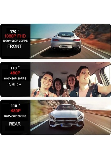 Tongxida 3 Kameralı 1080p Araç Kamerası: Gece Görüşlü, Wifi Bağlantılı, 140 Geniş Açı, 32gb Hafıza Kartı Dahil, Ipx6 Koruma