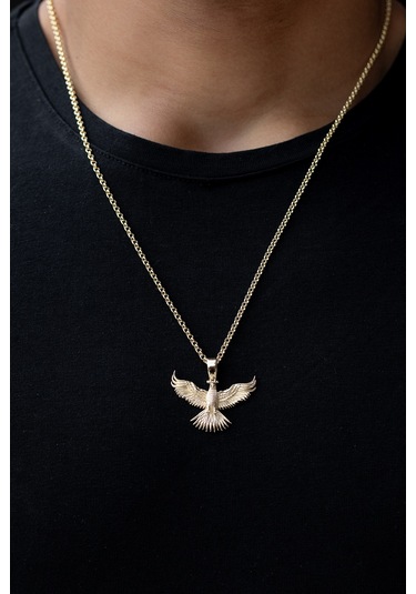 Cenova Kuyumculuk 14 Ayar Altın Kanatlı Kartal Figürlü Erkek Kolye