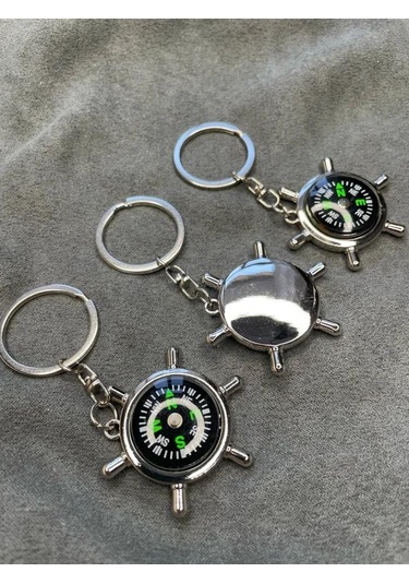 Leezsing Denizciler İçin Metal Gemi Direksiyonu Pusula Anahtar Zinciri - Dayanıklı Malzeme, Güvenli Tutma, Çeşitli Renkler Gümüş