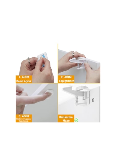 10 Adet Bebek Çocuk Kilit Güvenlik Çekmece Dolap Kilidi Gizli Kil Çok Renkli