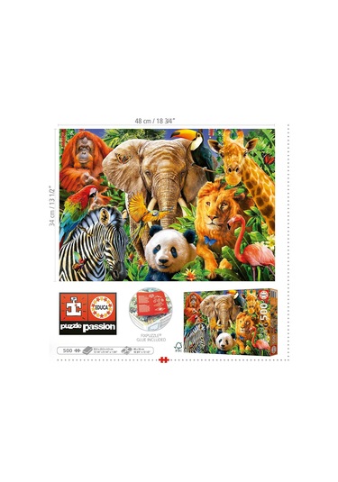 Educa 500 Parça Vahşi Hayvanlar Kolajı Puzzle - 19550 - Wild Animal Collage