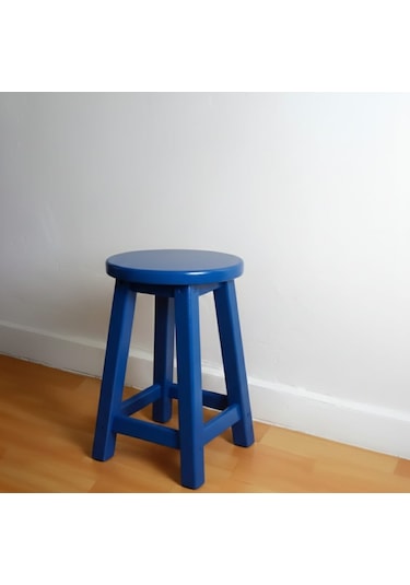 Ahşap Tabure 40 Cm / Arbrestore Mavi
