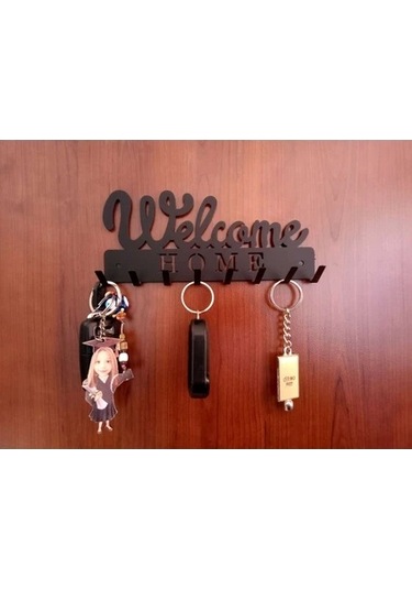 Lazer Anahtar Askısı Welcome Mat Siyah Mat Siyah