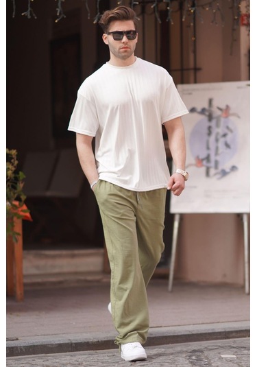 Madmext Paça Detaylı Rahat Kesim Erkek Haki Pantolon 6532-haki Haki