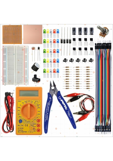 Breadboard Temel Elektronik Devre Seti +dt830d Multimetre + Plato Yankeski