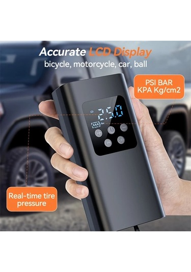 Primepickings Siyah Portable Kablolu Led Işıklı Şişirme Cihazı 150 Psı Hava Kompresörü 36v Araçlar Ve Yol Yardımı İçin